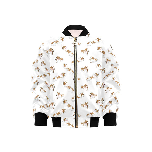 Jack Russel Pattern Print Design 04 Kids' Boys' Girls' Bomber Jacket