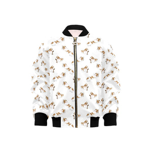 Jack Russel Pattern Print Design 04 Kids' Boys' Girls' Bomber Jacket