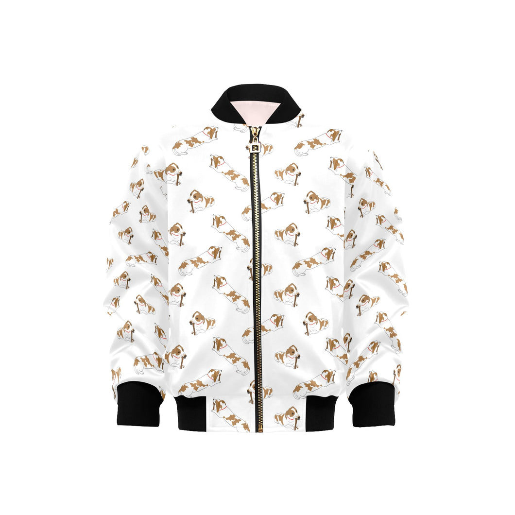Jack Russel Pattern Print Design 04 Kids' Boys' Girls' Bomber Jacket