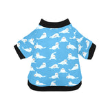 Cute sea lion seal pattern background All Over Print Pet Dog Round Neck Fuzzy Shirt