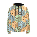 Dice Pattern Print Design 05 Men's Padded Hooded Jacket