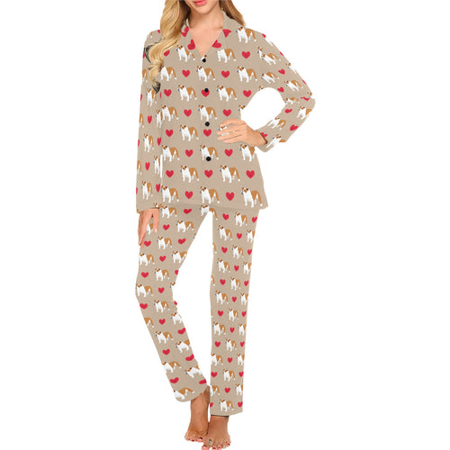 English Bulldog Pattern Print Design 05 Women's Long Pajama Set