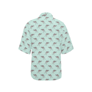 Kangaroo pattern background Women's All Over Print Hawaiian Shirt
