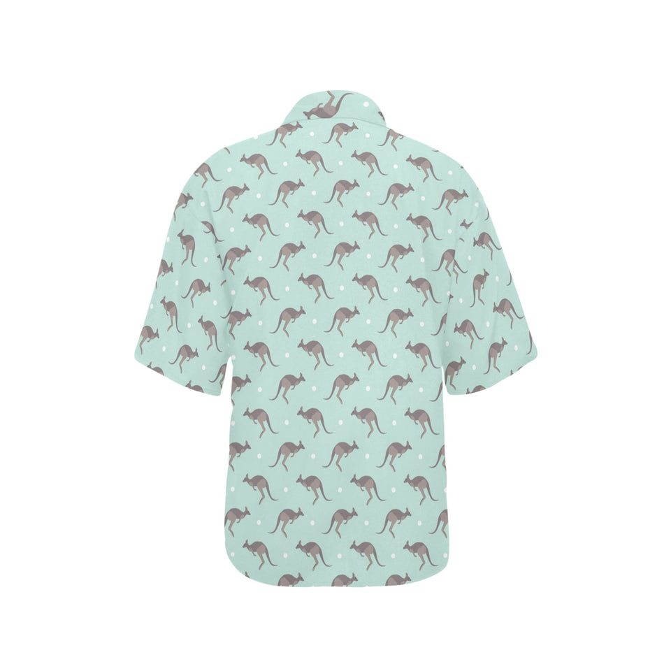 Kangaroo pattern background Women's All Over Print Hawaiian Shirt