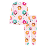 Donut pattern glaze pink background Women's All Over Print Pajama Set