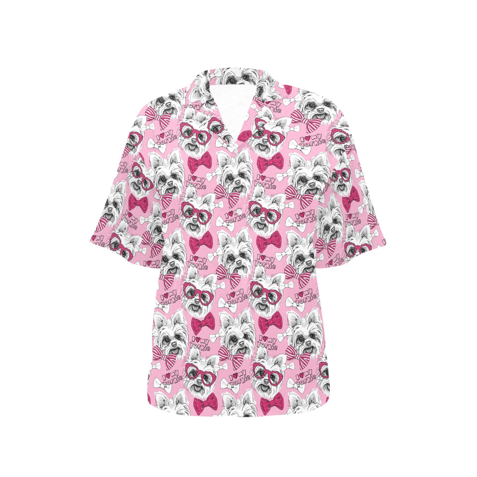Yorkshire Terrier Pattern Print Design 03 Women's All Over Print Hawaiian Shirt