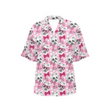 Yorkshire Terrier Pattern Print Design 03 Women's All Over Print Hawaiian Shirt