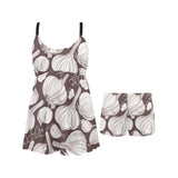 Garlic bulb dark background Chest Sexy Pleated Two Piece Swim Dress