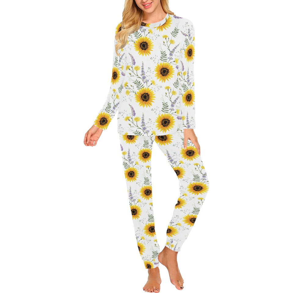 beautiful sunflowers pattern Women's All Over Print Pajama Set