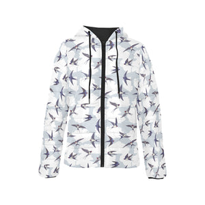 Swallow Pattern Print Design 05 Women's Padded Hooded Jacket