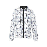 Swallow Pattern Print Design 05 Women's Padded Hooded Jacket