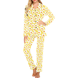Fried Eggs Pattern Print Design 05 Women's Long Pajama Set