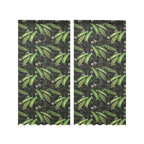 Green Peas Pattern Print Design 02 Gauze Curtain