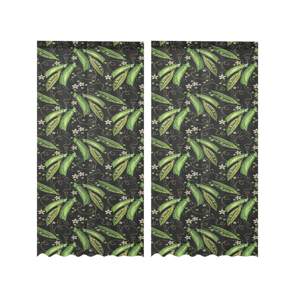 Green Peas Pattern Print Design 02 Gauze Curtain