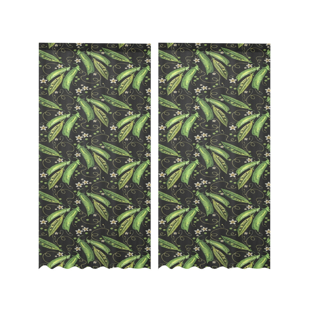 Green Peas Pattern Print Design 02 Gauze Curtain