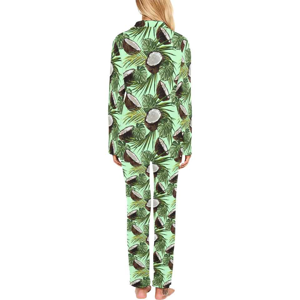 Coconut Pattern Print Design 02 Women's Long Pajama Set