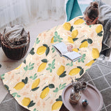 lemon flower leave pattern Blanket Robe with Sleeves