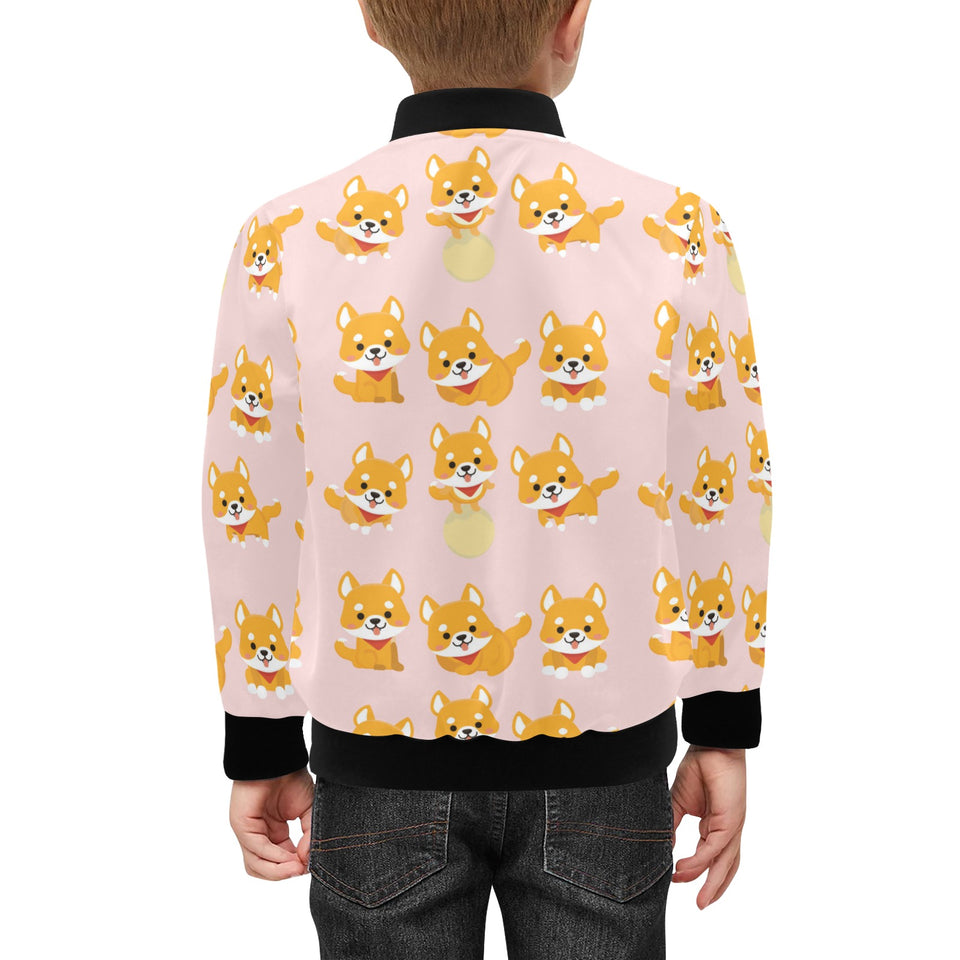 Cute shiba inu dog pattern Kids' Boys' Girls' Bomber Jacket