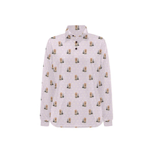 Yorkshire Terrier Pattern Print Design 02 Women's Long Sleeve Polo Shirt