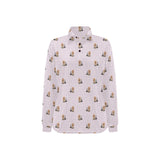 Yorkshire Terrier Pattern Print Design 02 Women's Long Sleeve Polo Shirt
