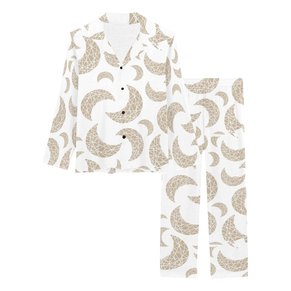 Cool gold moon abstract pattern Women's Long Pajama Set