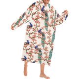 Peacock tropical flower pattern Blanket Robe with Sleeves