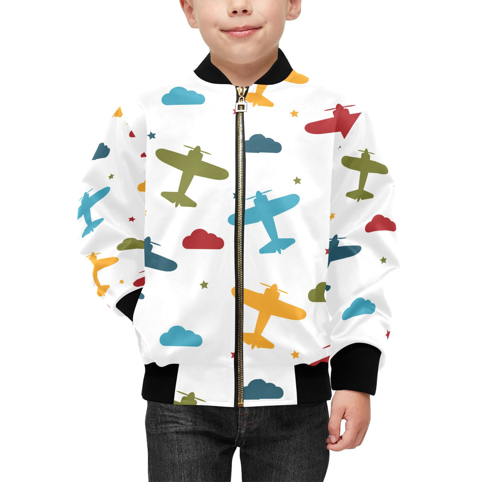 Airplane star cloud colorful Kids' Boys' Girls' Bomber Jacket