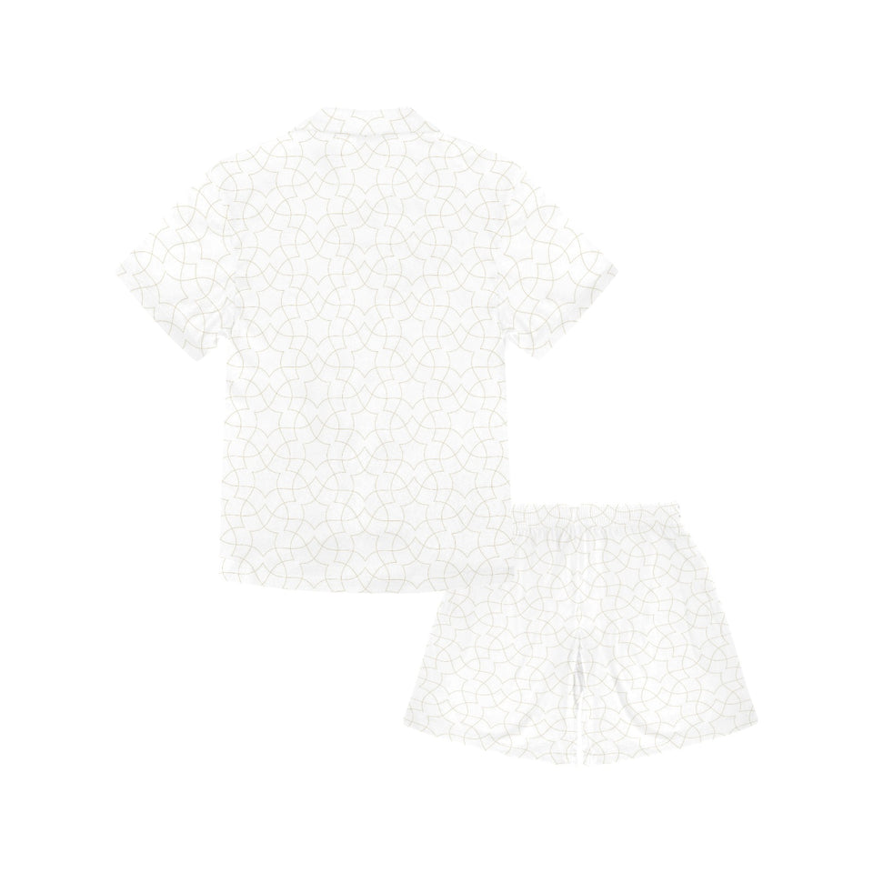arabic white pattern Kids' Boys' Girls' V-Neck Short Pajama Set
