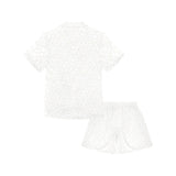 arabic white pattern Kids' Boys' Girls' V-Neck Short Pajama Set
