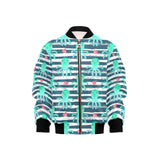 Cute octopuses heart striped background Kids' Boys' Girls' Bomber Jacket
