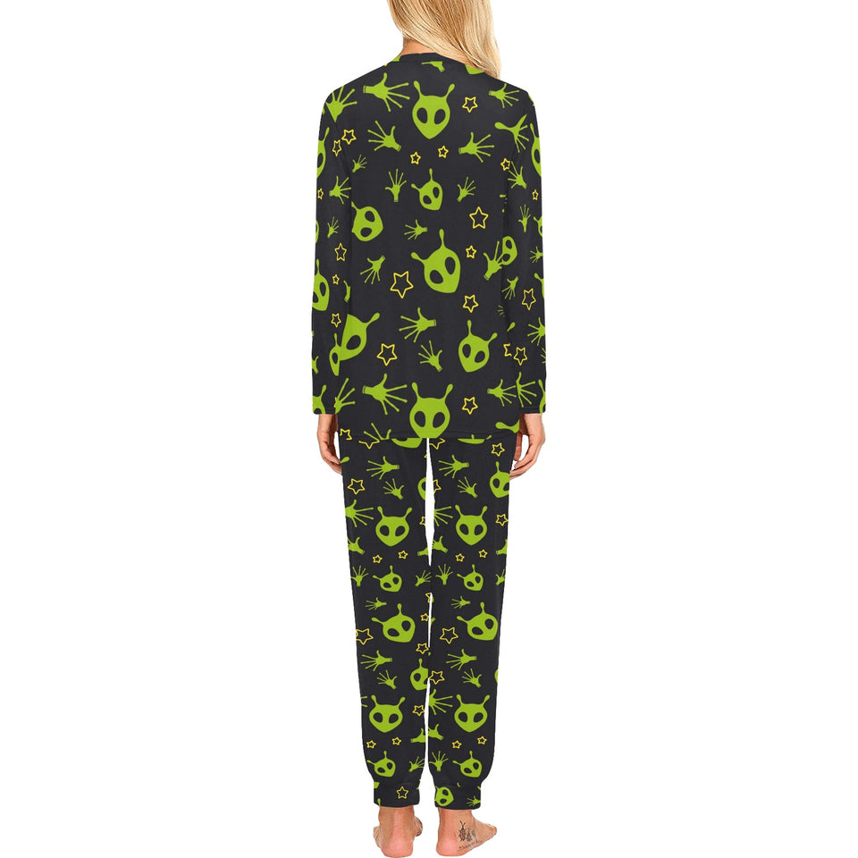 Alien Pattern Print Design 02 Women's All Over Print Pajama Set