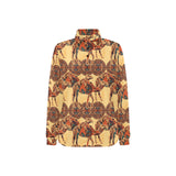 Camel polynesian tribal design pattern Women's Long Sleeve Polo Shirt