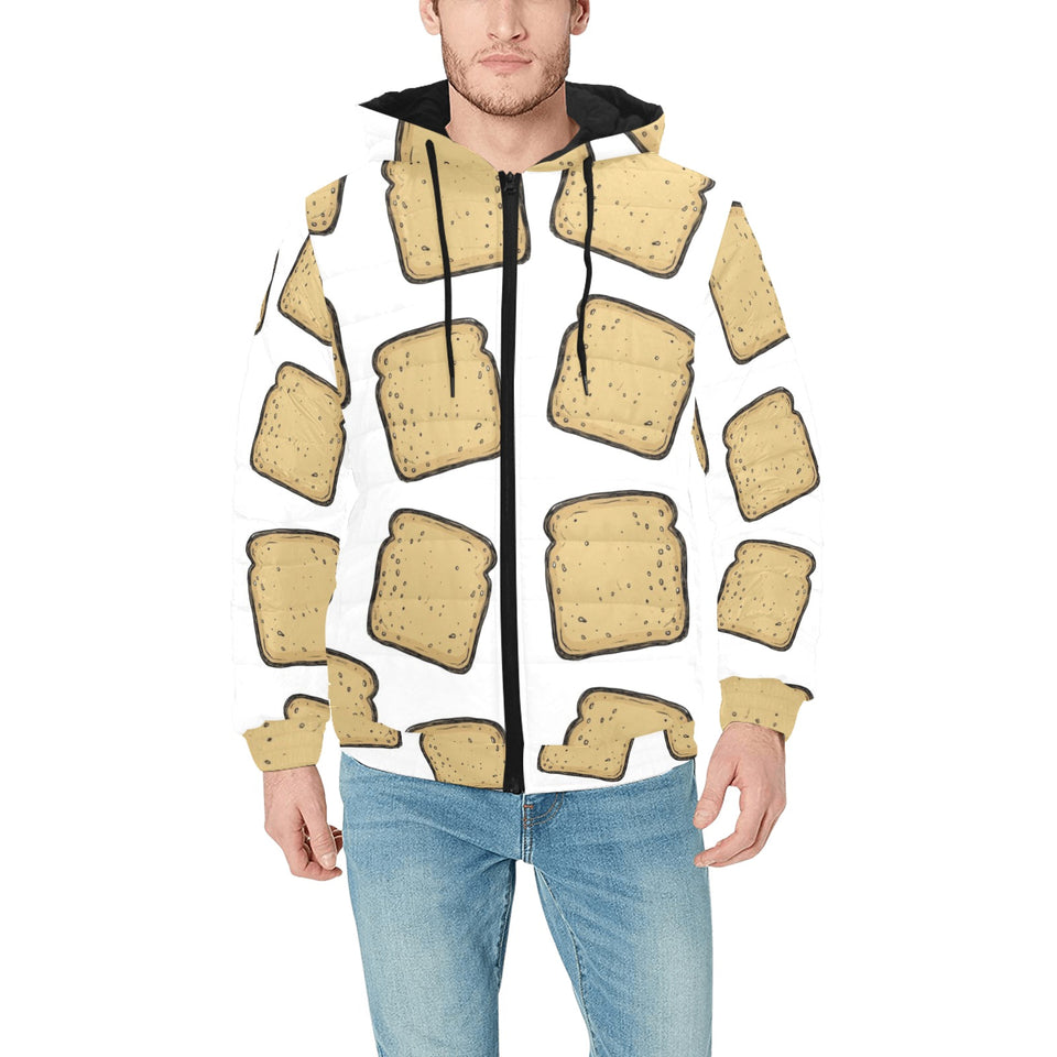 Bread Toast Pattern Print Design 03 Men's Padded Hooded Jacket