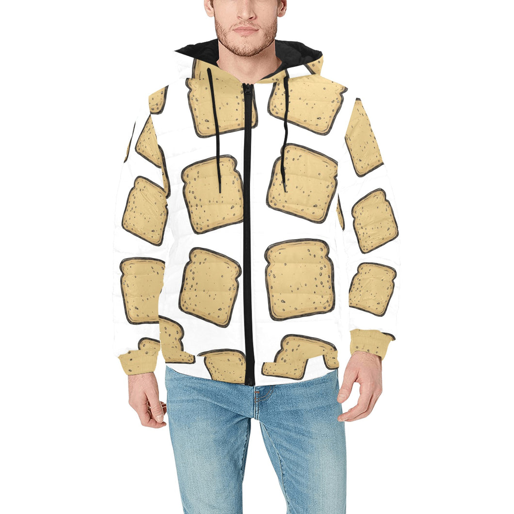 Bread Toast Pattern Print Design 03 Men's Padded Hooded Jacket