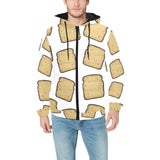 Bread Toast Pattern Print Design 03 Men's Padded Hooded Jacket