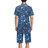 Night sky star pattern Men's V-Neck Short Pajama Set