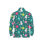 Snowman bird decorative elements christmas pattern Men's Long Sleeve Polo Shirt