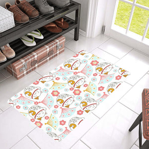 Maneki neko cat fan sakura Doormat