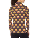 Sandwich Pattern Print Design 04 Women's Long Sleeve Polo Shirt