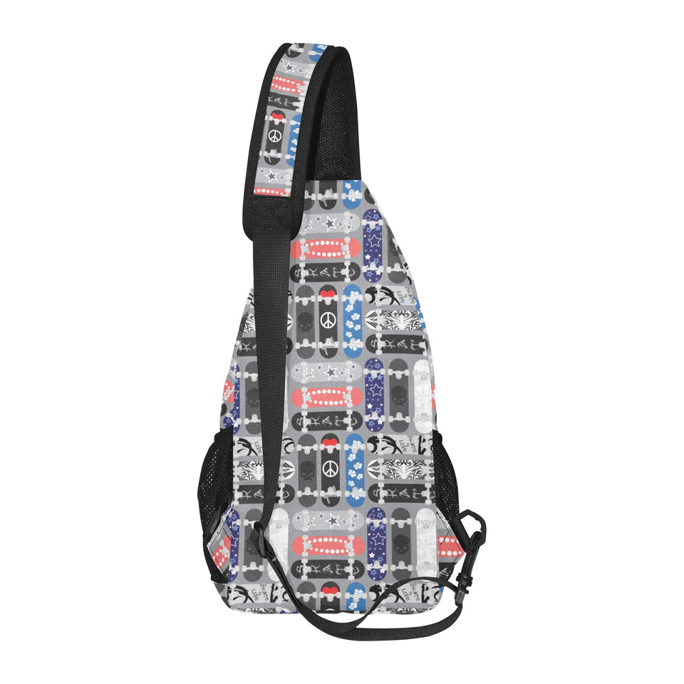 Skate Board Pattern Print Design 04 All Over Print Chest Bag