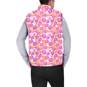 Hibiscus Pattern Print Design 01 Men's Padded Vest