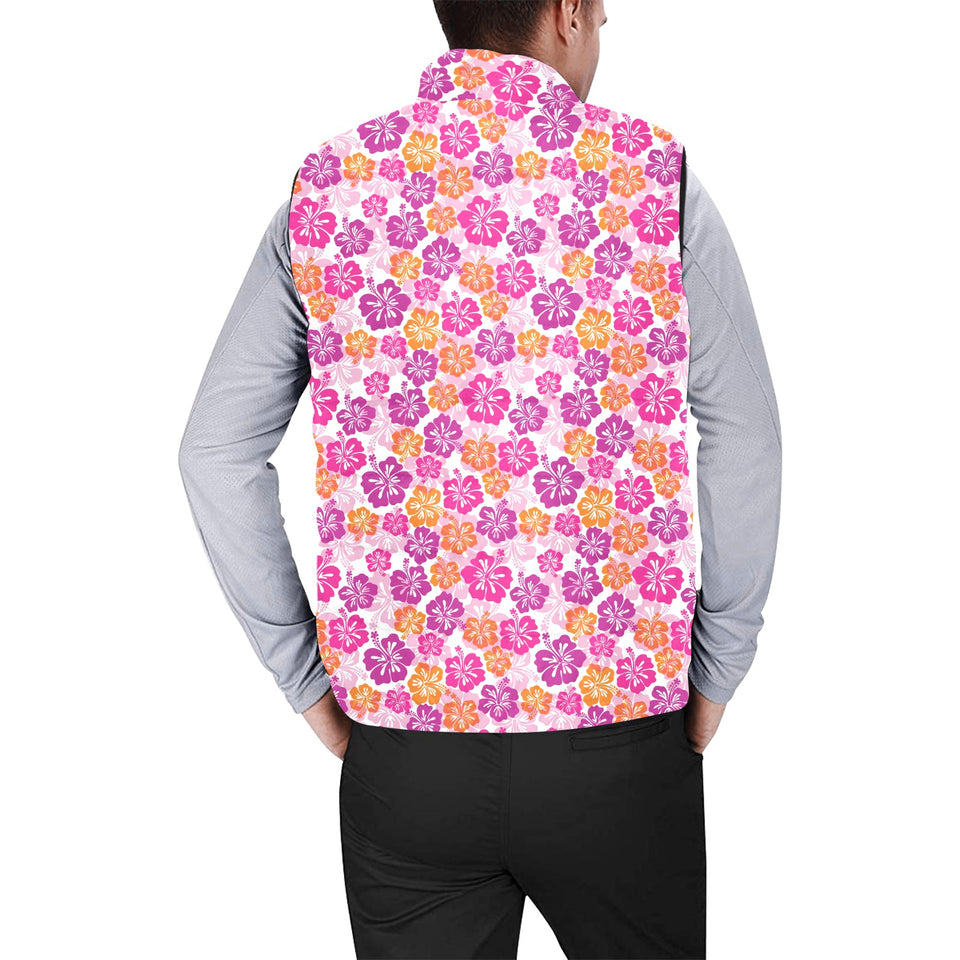 Hibiscus Pattern Print Design 01 Men's Padded Vest