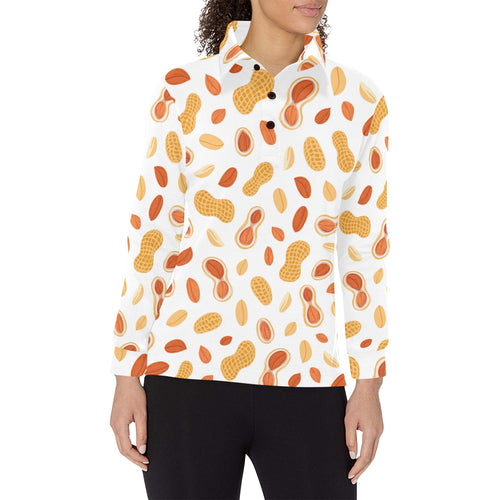 peanuts pattern Women's Long Sleeve Polo Shirt
