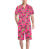 Alien Pattern Print Design 03 Men's V-Neck Short Pajama Set