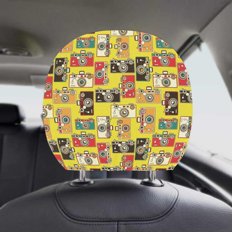 Camera Pattern Print Design 02 Car Headrest Cover