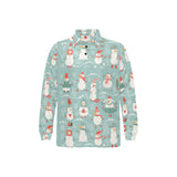Cute snowman pattern Men's Long Sleeve Polo Shirt