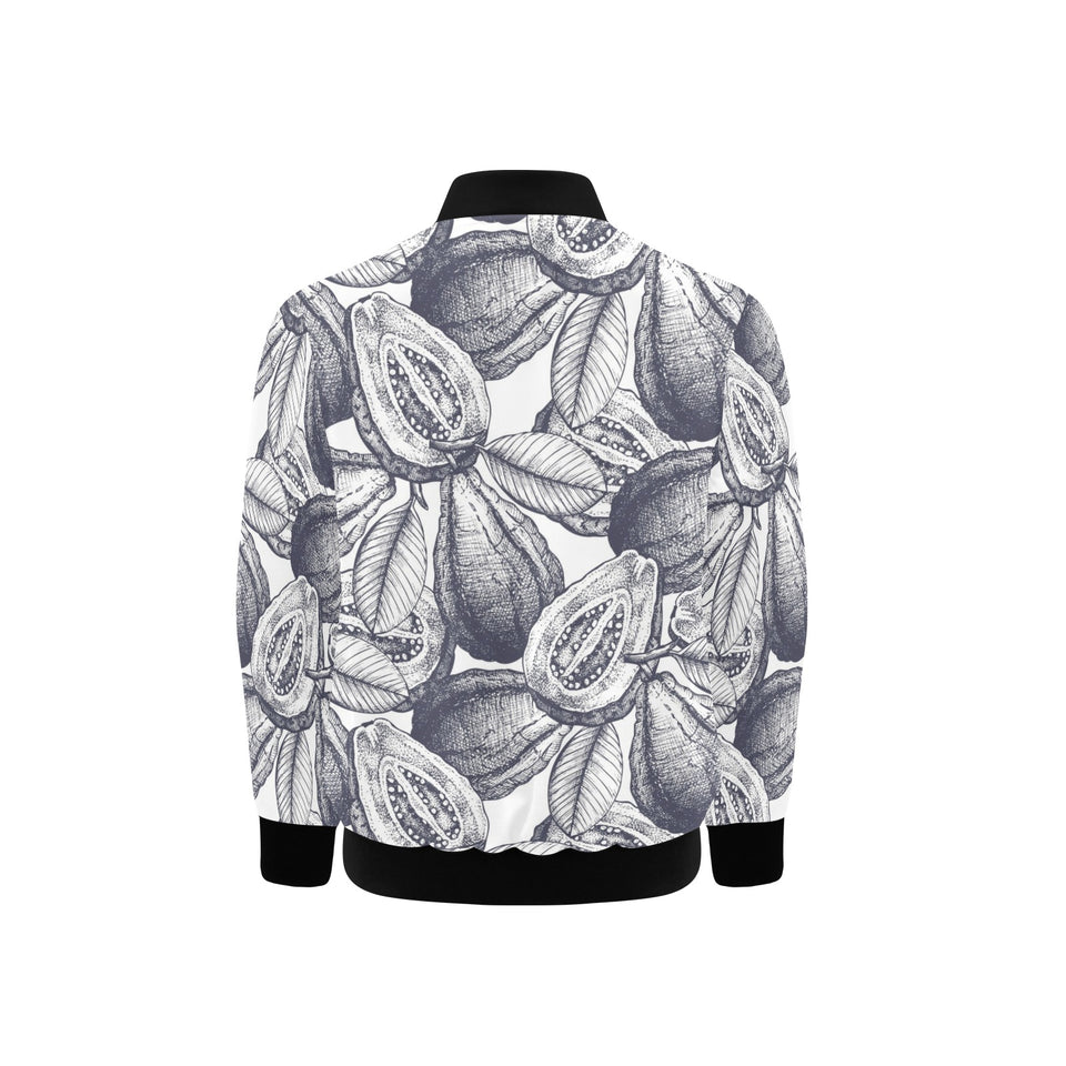 Guava tropical hand drawn pattern Kids' Boys' Girls' Bomber Jacket