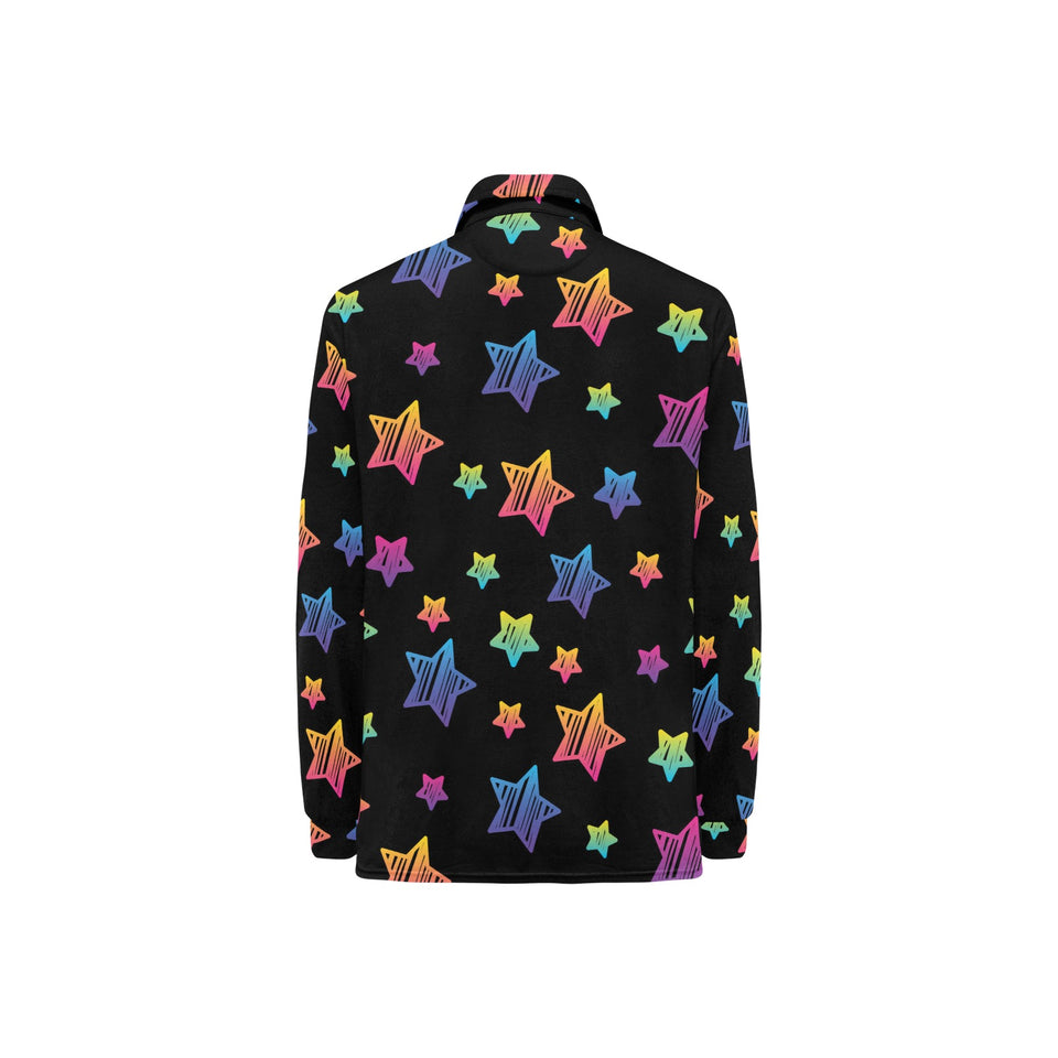 Colorful star pattern Women's Long Sleeve Polo Shirt