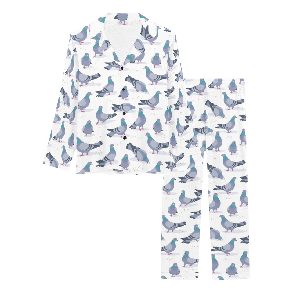 Pigeon Pattern Print Design 03 Women's Long Pajama Set