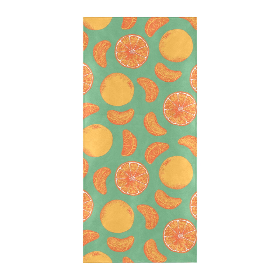 orange fruit pattern green background Beach Towel